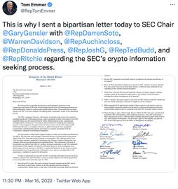 美国国会议员暗示SEC滥用职权调查加密公司_TEC:ECO