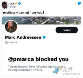 Andreessen拉黑Jack！Jack取关Winklevoss！比特币与 Web3 之战仍在继续_DOR:EES
