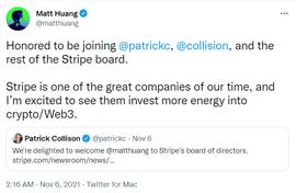 Paradigm联合创始人Matt Huang加入支付巨头Stripe董事会_PARK:ARK
