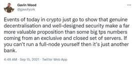 Gavin Wood疑似回应Solana事件：真正去中心化和安全性比网络高性能更有价值_Solana:LANA价格