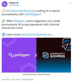 电子竞技初创公司Community Gaming将利用Polygon进行扩展_NFT:DROP