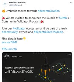 Umbrella Network推出UMB社区验证者计划_UMB:HUM