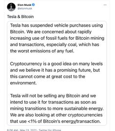 马斯克：比特币“高能耗”已暂停使用，正考虑其他加密货币_以太坊:ETH