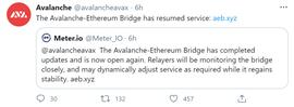 Avalanche宣布已恢复Avalanche-Ethereum桥服务_AVA:Avalanche Hills