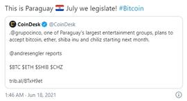 巴拉圭将成为第二个把比特币定为法币的国家？-ODAILY_ATM:TOS价格