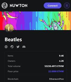ETHW生态创世NFT甲壳虫Beatles 4天涨了2200倍_NFT:The Beatles