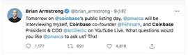 Coinbase上市在即，暴涨还是暴跌，大V们都怎么说？_ENT:BASE