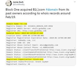 曾收购voice.com的block.one再次出手，百万美金收购B1.com_ONE:SLOCK
