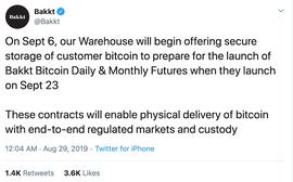 Bakkt将于9月6日向用户开放比特币充值服务，为期货交易做准备_ENT:USE