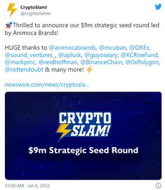 NFT分析平台CryptoSlam完成900万美元种子轮融资，Animoca Brands领投_NFT:Adventure Gold