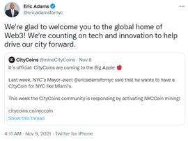 纽约市长表示支持CityCoin的NYCcoin计划_加密货币:COIN