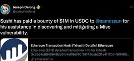 SushiSwap向白帽黑客samczsun支付100万USDC漏洞赏金_CRV:unisat怎么提币