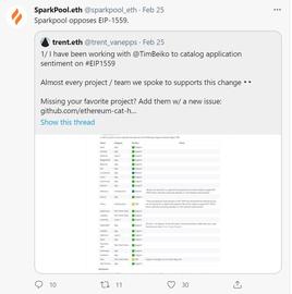 以太坊最大矿池SparkPool宣布反对EIP-1559_BTC:PoolStake