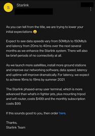 Starlink星链项目公布收费标准_PAC:CEX