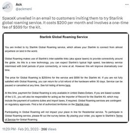 SpaceX将推出星链全球漫游服务试用 一年收费高达3000美元_MET:metamask小狐狸