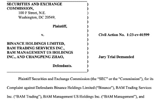 13宗罪：美国SEC对Binance和赵长鹏提出13项指控_NCE:binance